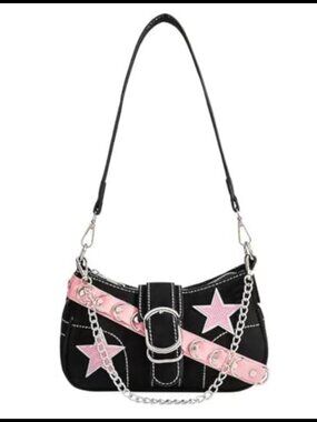 Y2K Crossbody Shoulder Bag Chain Strap Purse Punk Goth Style Sling Handbag